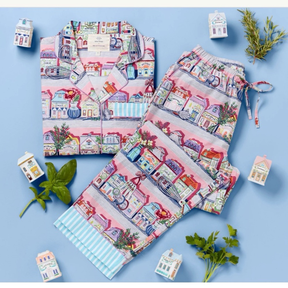 Lenox Pink Multi-Color Printed Cotton Pajama Set
